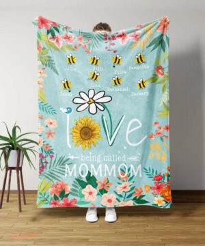 Love Being Called Mommom Blanket.Bee Blanket.Sunflower Blanket.Family Quilt Blanket - Super King - Ettee