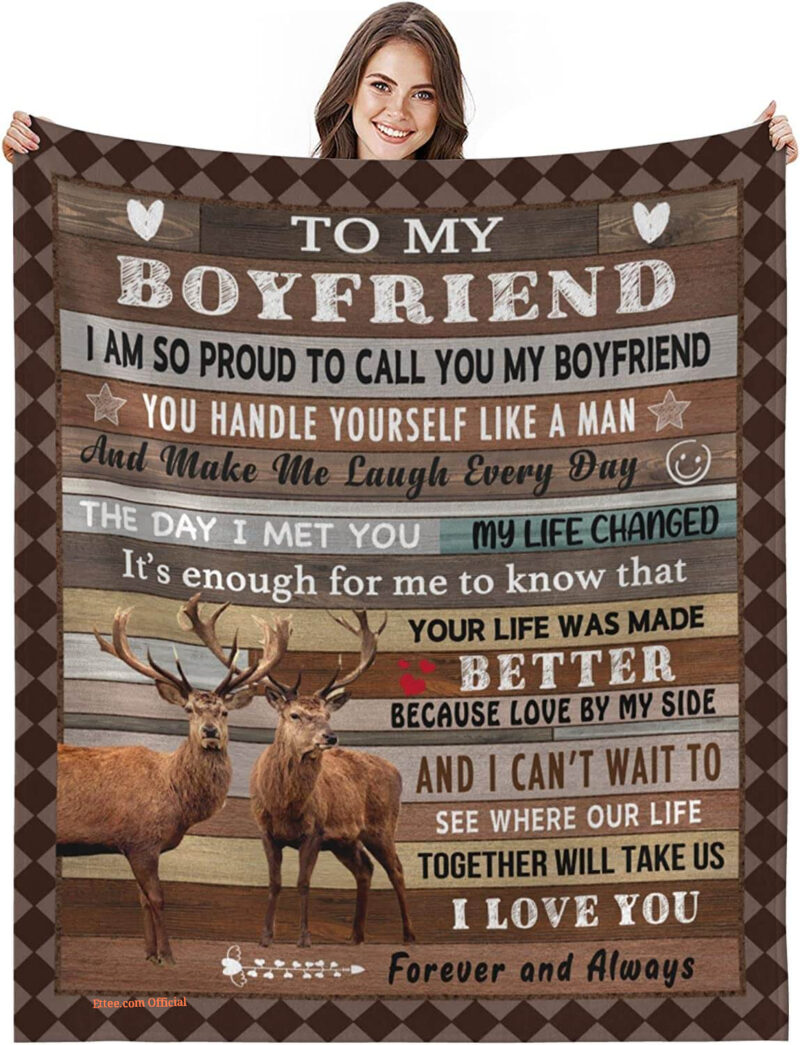 To My Boyfriend Quilt Blanket I Love You Gift For Valentine's Day - Super King - Ettee