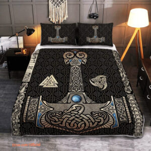 Mjölnir Is The Hammer Of The Thunder God Thor In Norse Mythology - Viking Quilt Bedding Set - King - Ettee