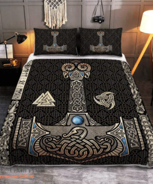 Mjölnir Is The Hammer Of The Thunder God Thor In Norse Mythology - Viking Quilt Bedding Set - King - Ettee