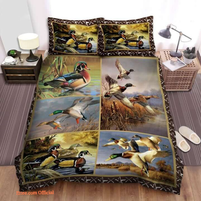 Mallard Duck Hunting Bed Sheets Spread Bedding Sets - King - Ettee