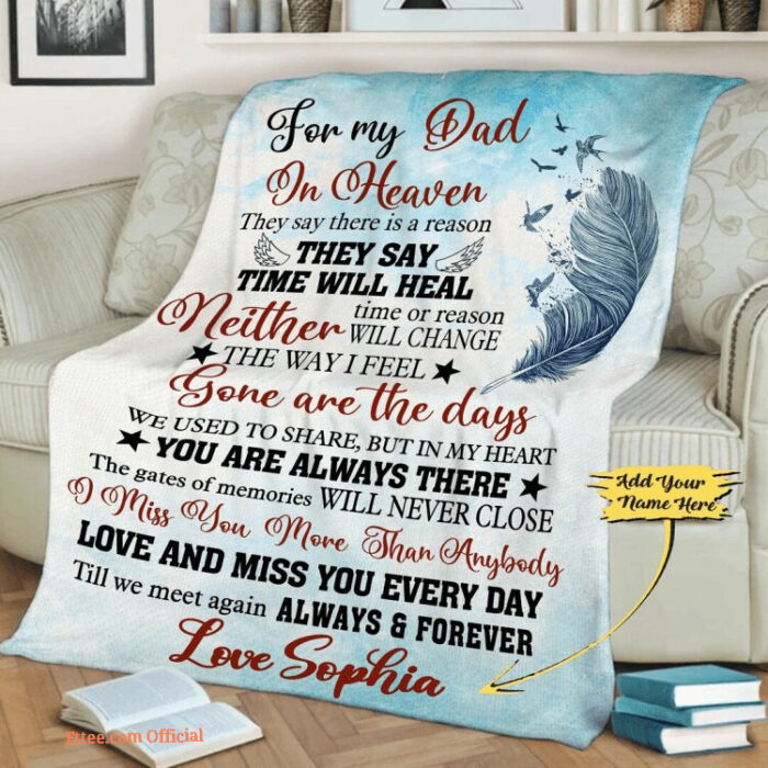 Memorial Blanket For Dad Father Customized Name Quilt Blanket. Foldable And Compact - Super King - Ettee