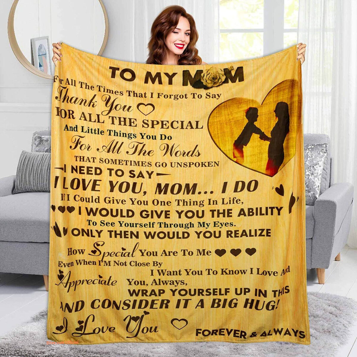 I Love You Mom Blanket for Bedding Sofa and Travel - Super King - Ettee