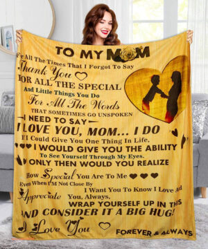 I Love You Mom Blanket for Bedding Sofa and Travel - Super King - Ettee