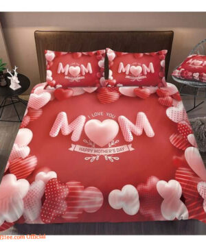 Mom I Love You Happy Mother's Day Bedding Set Best Gift For Mom Bed Sheets Spread Comforter Duvet Cover Bedding Sets - King - Ettee