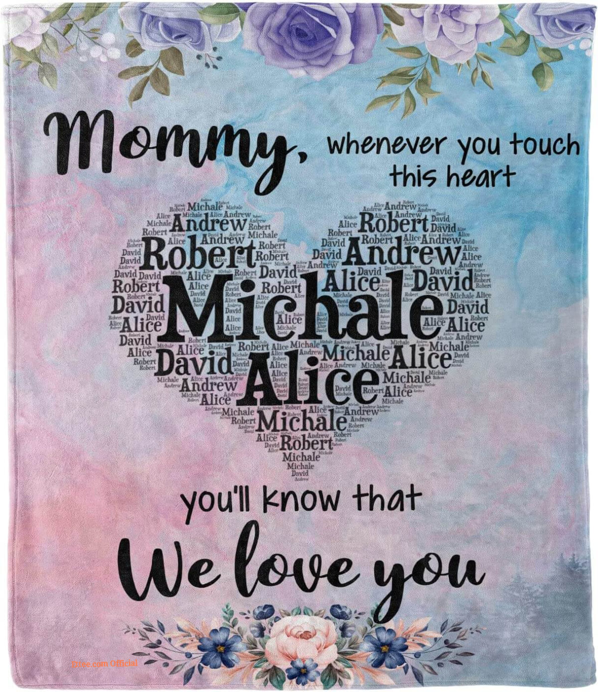 Mom and Kid Name Blanket Gift for Mother's Day.Mom's Birthday from Daughter - Super King - Ettee
