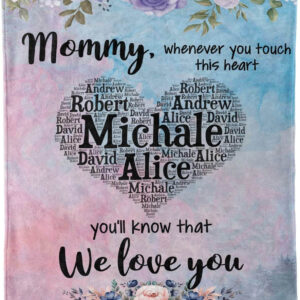 Mom and Kid Name Blanket Gift for Mother's Day.Mom's Birthday from Daughter - Super King - Ettee