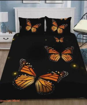 Monarch Butterfly Cotton Bed Sheets Spread Comforter Bedding Sets - King - Ettee