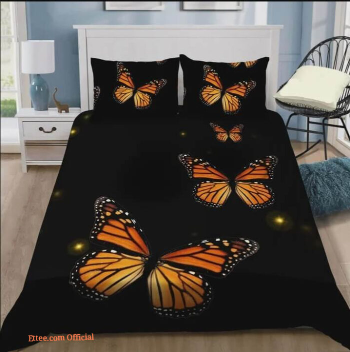 Monarch Butterfly Cotton Bed Sheets Spread Comforter Bedding Sets - King - Ettee