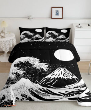 Moon Bedding Set Full Ocean Waves. Luxurious Smooth And Durable - King - Ettee