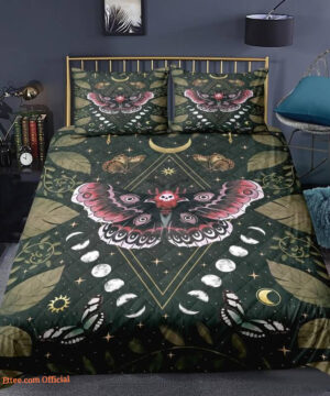 Moth 3pcs Comforter set Bedding set Moon phase Quilt set For Bedroom - King - Ettee