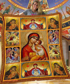 Mother Mary And Jesus To My Mom From Son From Daughter Quilt Blanket Great - Super King - Ettee