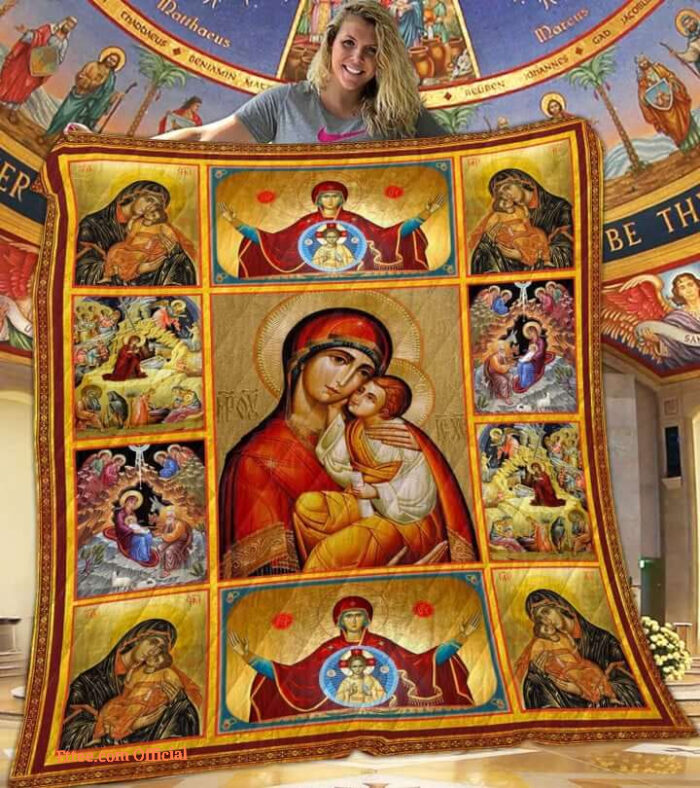 Mother Mary And Jesus To My Mom From Son From Daughter Quilt Blanket Great - Super King - Ettee