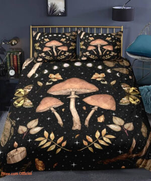 Mushroom 3pcs Comforter set moon phase Bedding set Quilt For Bedroom with - King - Ettee