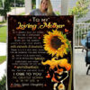 My Love Mother from Daughter You are a Sunflower Always Stand Tall Front Flannel Back Sherpa Fleece Blanket - Super King - Ettee