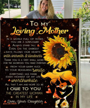 My Love Mother from Daughter You are a Sunflower Always Stand Tall Front Flannel Back Sherpa Fleece Blanket - Super King - Ettee