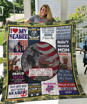 Navy Seabee Mom Blanket From Son Gifts For Mom I'm A Proud Mom Us Military Theme Quilt Blanket - Ettee - blanket