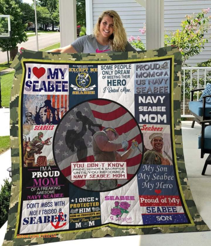 Navy Seabee Mom Blanket From Son Gifts For Mom I'm A Proud Mom Us Military Theme Quilt Blanket - Ettee - blanket