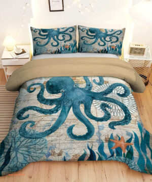 Ocean Comforter Set Queen Size Kids Octopus Bedding Set - King - Ettee