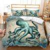 Octopus Sea Animal Mediterranean Style Design Bedding Set - King - Ettee