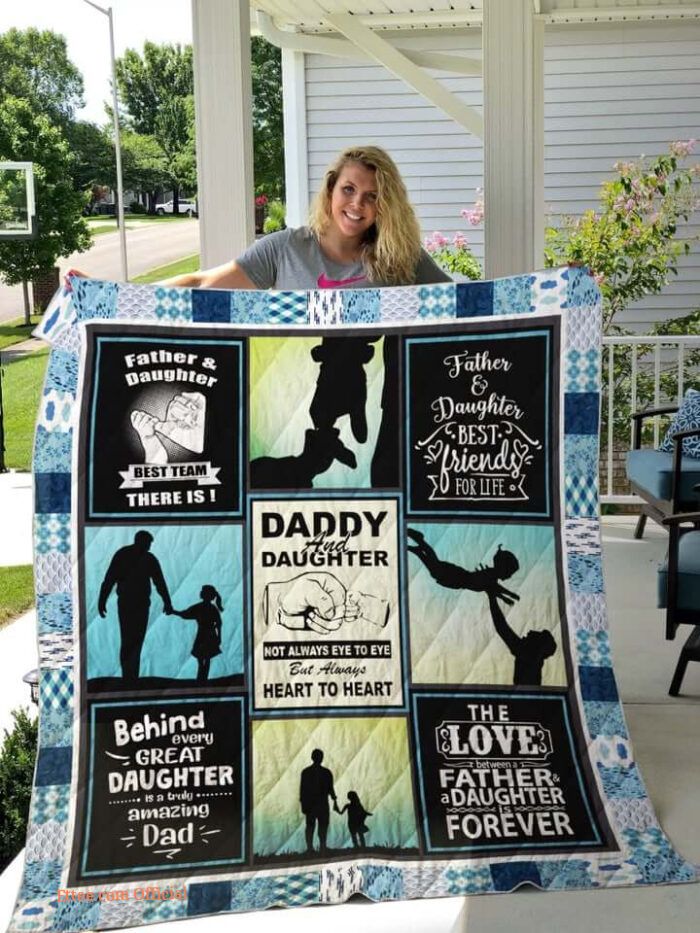 Father And Daughter Best Team There Is Quilt Blanket Great Customized Gifts For Birthday Christmas Thanksgiving Perfect Gifts For Family - Ettee - Best Team