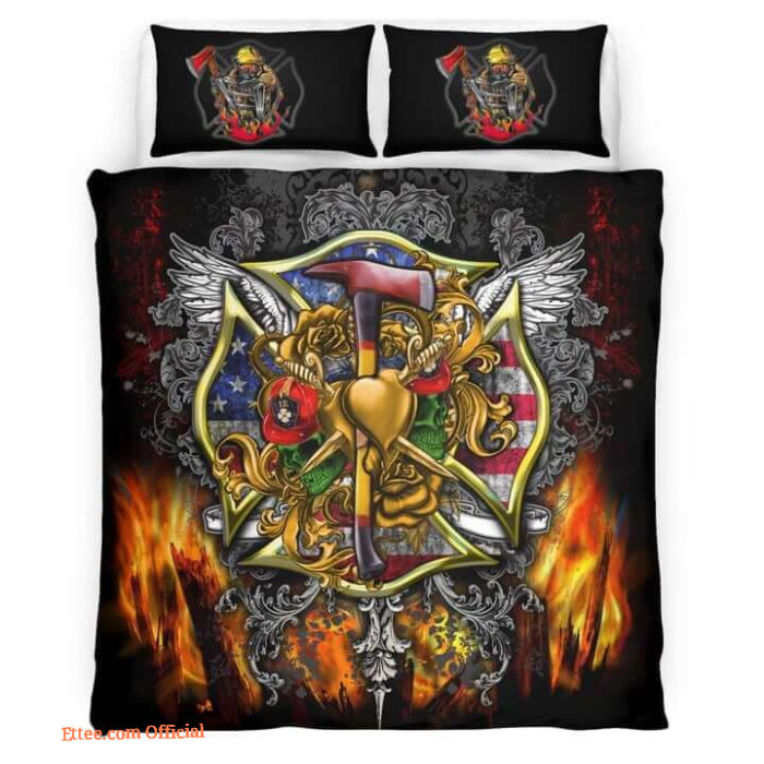 Proud Firefighter Bedding Set - Perfect Gift for Firefighters or Firefighter Enthusiasts - King - Ettee