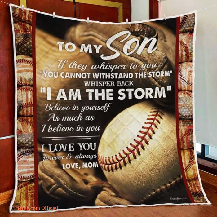 Baseball To My Son Quilt Blanket From Mom I Am The Storm Great Customized Blanket Gifts For Birthday Christmas Thanksgiving - Ettee - baseball