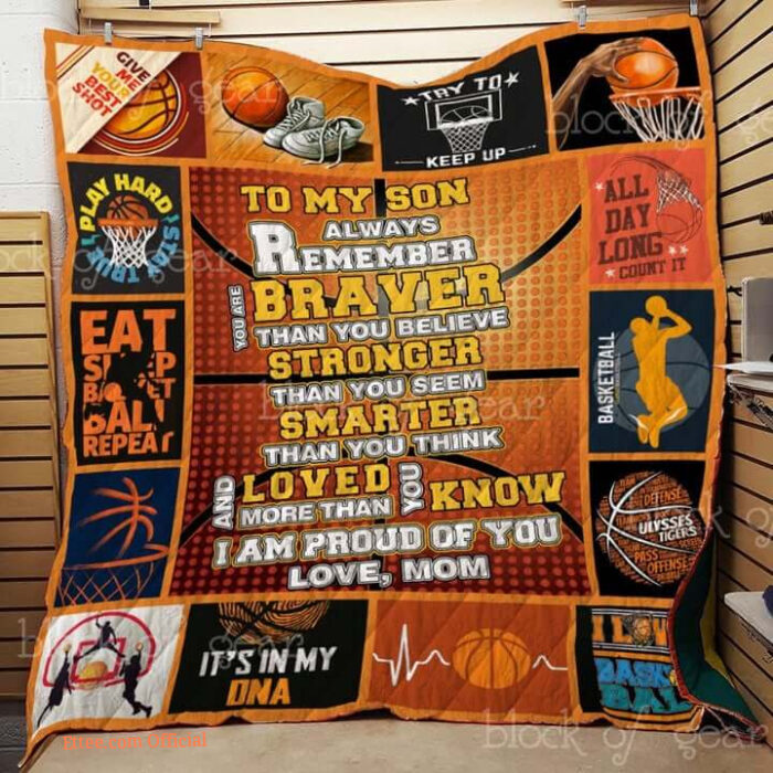 Basketball To My Son From Mom I Am Proud Of You Quilt Blanket - Ettee - Basketball