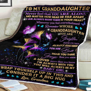 Butterfly Quilt Blanket To My Granddaughter. Lightweight And Smooth Comfort - Super King - Ettee