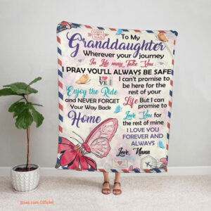 Butterfly To My Granddaughter Quilt Blanket. Lightweight And Smooth Comfort - Super King - Ettee