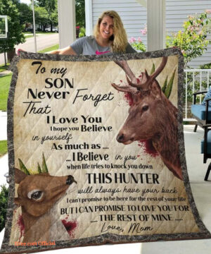 Personalized Deer Hunting To My Son I Love You From Dad Quilt Blanket Great Customized Blanket For Birthday Christmas Thanksgiving Anniversary - Twin - Ettee