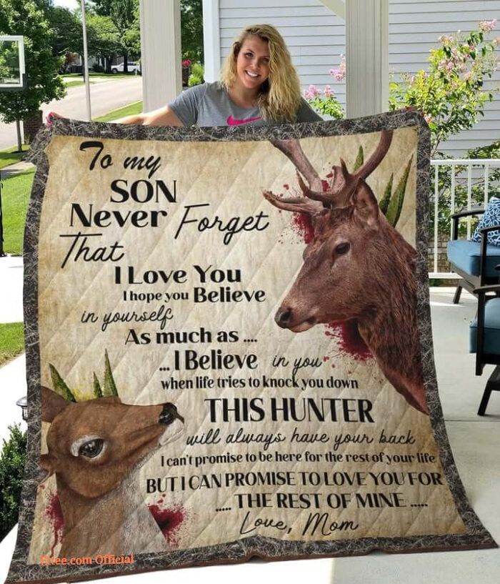 Personalized Deer Hunting To My Son I Love You From Dad Quilt Blanket Great Customized Blanket For Birthday Christmas Thanksgiving Anniversary - Twin - Ettee