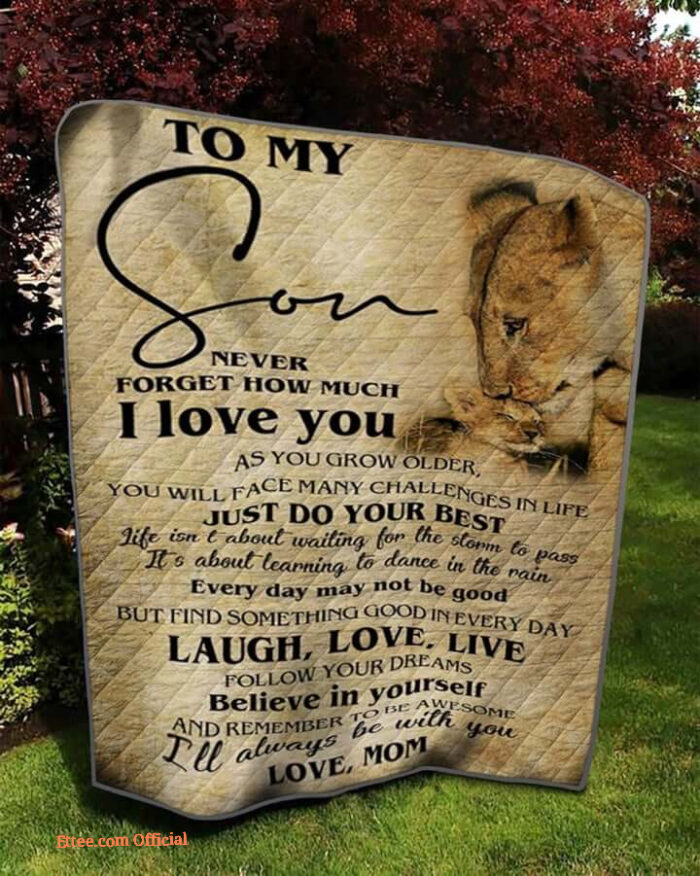 Personalized Lion To My Son From Mom Just Do Your Best Quilt Blanket Great Customized Blanket Gifts For Birthday Christmas Thanksgiving - Twin - Ettee
