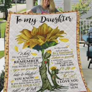 Sunflower Family To My Daughter Quilt Blanket From Mom - Twin - Ettee