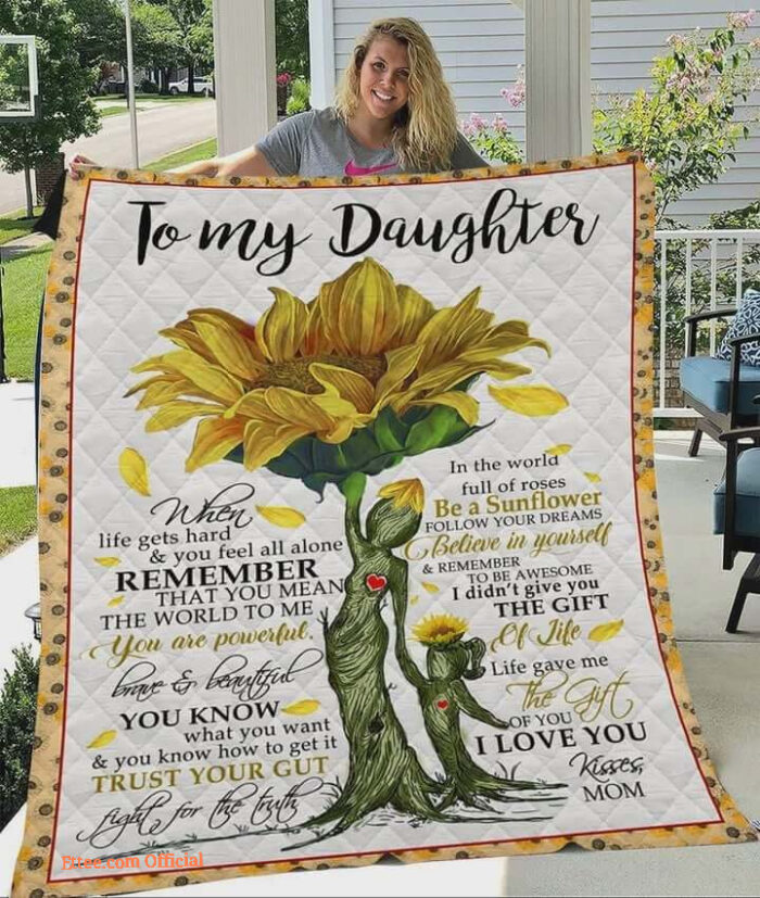 Sunflower Family To My Daughter Quilt Blanket From Mom - Twin - Ettee
