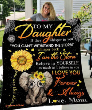 To My Daughter Quilt Blanket From Mom Elephant And Sunflower If They Whisper To You - Twin - Ettee