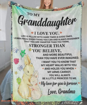 To My Granddaughter Bunny Quilt Blanket. Light And Durable. Soft To Touch - Super King - Ettee