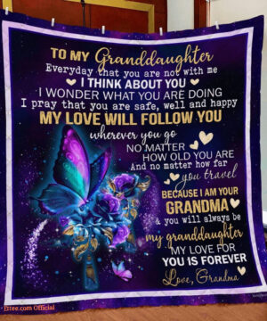 To My Granddaughter Butterfly Quilt Blanket From Grandma My Love For You - Super King - Ettee