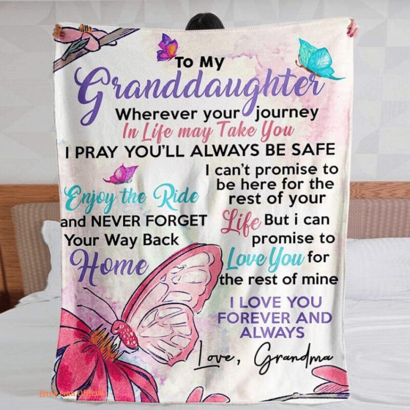 To My Granddaughter Butterfly Quilt Blanket. Foldable And Compact - Super King - Ettee