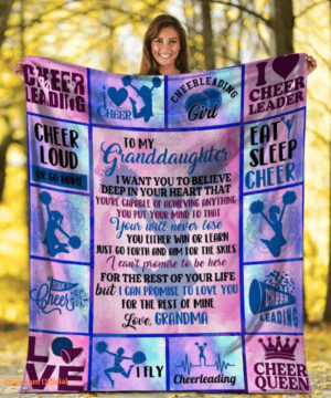 To My Granddaughter Cheerleading Quilt Blanket From Grandma - Super King - Ettee