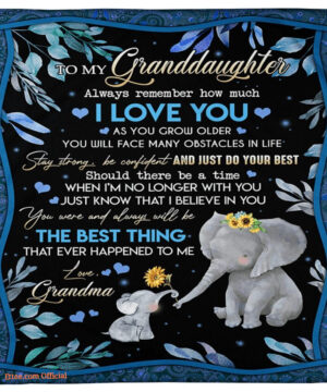 To My Granddaughter Elephant Quilt Blanket From Grandma Always Remember - Super King - Ettee