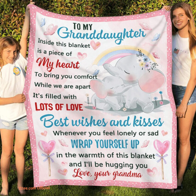 To My Granddaughter Lovely Elephants Quilt Blanket From Grandma - Super King - Ettee