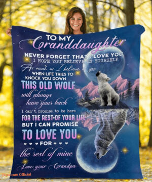 To My Granddaughter Wolf And Moon Quilt Blanket. Foldable And Compact - Super King - Ettee