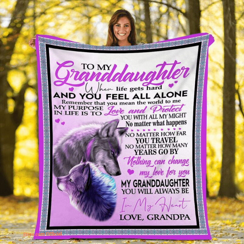 To My Granddaughter Wolf Quilt Blanket From Grandpa Nothing - Super King - Ettee