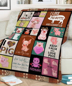 Pig Quilt Blanket I Like Pig. Light And Durable. Soft To Touch - Super King - Ettee