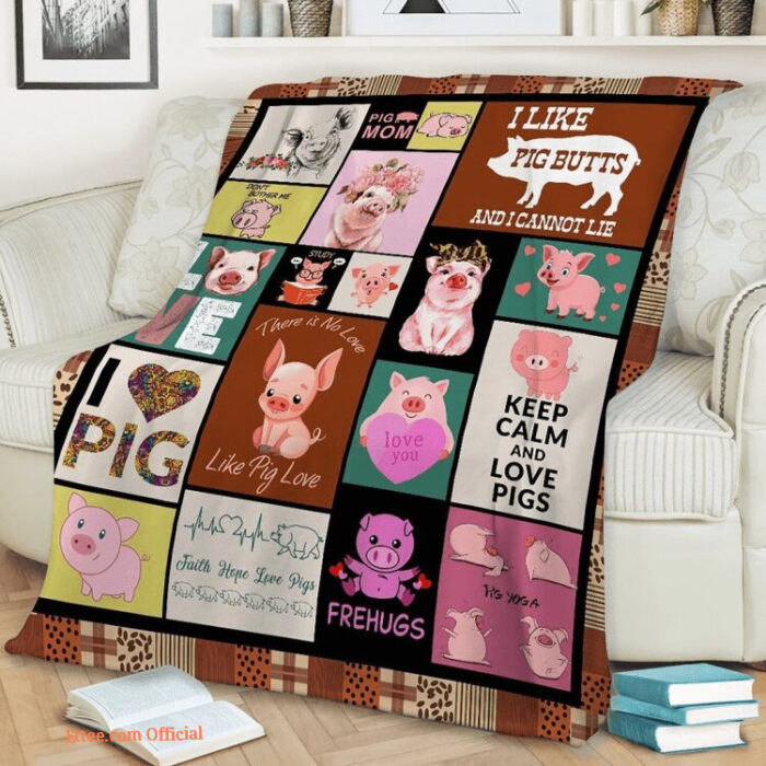 Pig Quilt Blanket I Like Pig. Light And Durable. Soft To Touch - Super King - Ettee