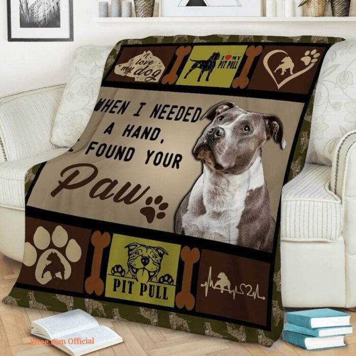 Pitbull Quilt Blanket When I Needed A Hand I Found Your Paw. Foldable And Compact - Super King - Ettee