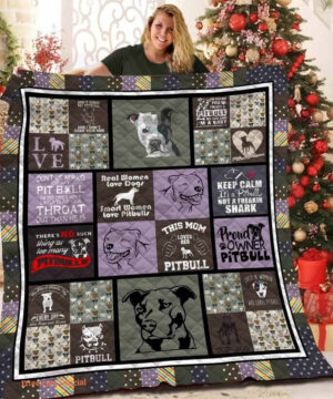 Pitbull Dog This Mom Loves Her Pitbull Quilt Blanket Great Customized Blanket Gifts For Birthday Christmas Thanksgiving - Ettee - Birthday