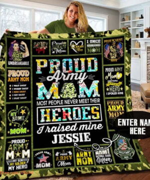 Proud Army Mom To My Son From Mom Quilt Blanket Great Customized Blanket - Ettee - Army Mom Gift