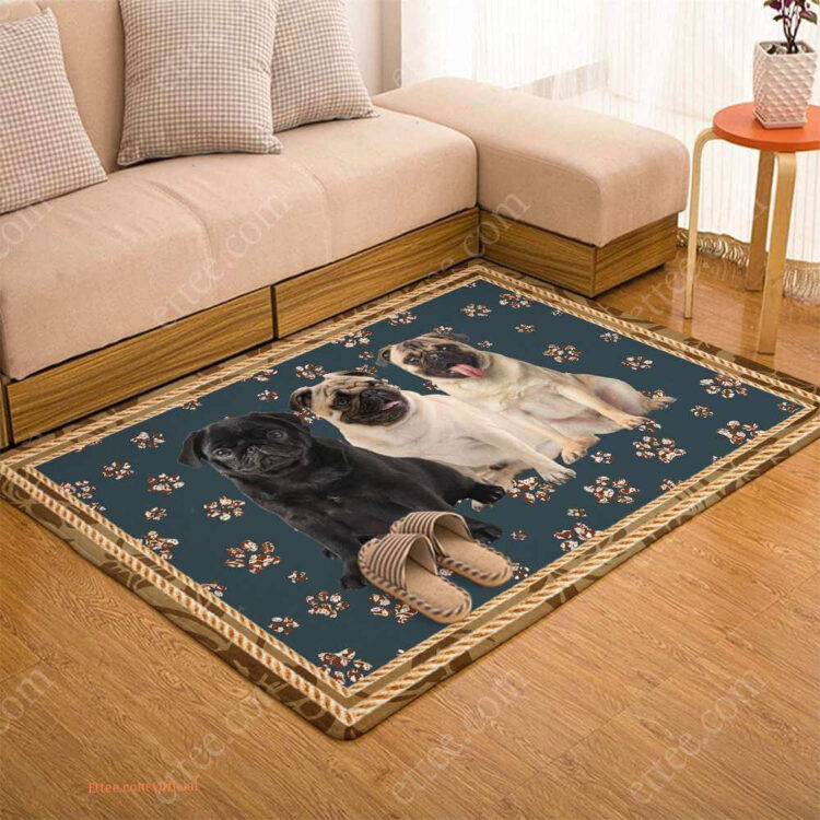 Pug Dog Vintage Rug,  Unique Mat Carpet Decor Gift - Ettee - Carpet Decor